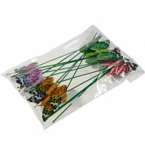 položky Ozdobný motýľ na paličke kvetinový špunt jarná dekorácia 16 kusov