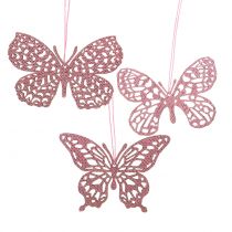 položky Deco vešiak motýlik ružový glitrový 8cm 12ks