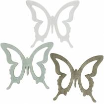 položky Motýľ 4cm rozptylová dekorácia drevo hnedá/svetlosivá/biela 72b