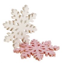 položky Vločka 4cm ružová/biela s trblietkami 72 ks