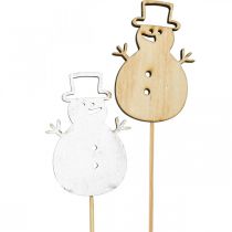 položky Kvetinová zátka vianočná dekorácia snehuliak drevo 7cm 12ks