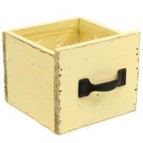 položky Ošúchaná dekoratívna zásuvka na pestovanie žltého dreva 12,5×12,5×10cm