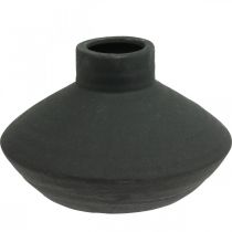 položky Čierna keramická váza dekoračná váza plochá baňatá V12,5cm