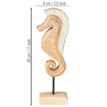 položky Dekorácia morský koník s perličkami, dekorácia na námorný stôl, drevo, 28 cm