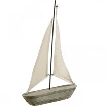 položky Plachetnica, loď z dreva, námorná dekorácia shabby chic prírodné farby, biela V37cm L24cm