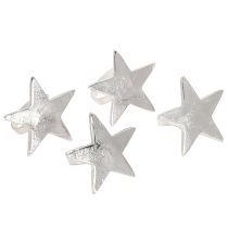 Článok Držiaky na obrúsky v tvare hviezdy, strieborné kovové krúžky na obrúsky, priemer 7 cm, hrúbka 4 cm, 4 kusy