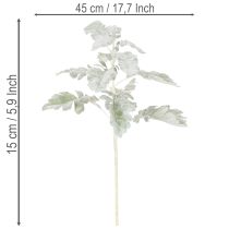 položky Umelá vetvička Senecio, strieborný list, prepracovaná výroba, 45 cm, 3 kusy