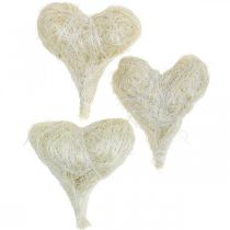 položky Sisalové srdiečka, Valentín, Deň matiek, bielené ozdobné srdiečka, krémovo biele V7,5–9cm 16 ks