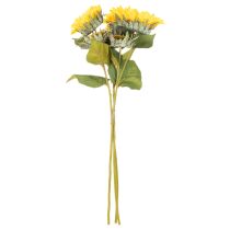 položky Umelá slnečnica s realistickými listami a kvetmi, 58 cm, 3 kusy