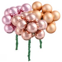 položky Mirror Bobule Marhuľa Ružové Sklenené gule Drôt Ø20mm 140 ks