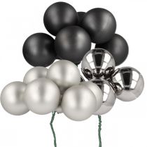 položky Mini vianočné gule strieborné, antracitové sklo Ø40mm mix 32 ks