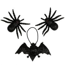 položky Figúrky pavúka, netopiera čierne 10cm, 14cm 3ks