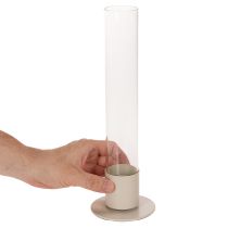 Článok Moderný kužeľovitý svietnik so skleneným valcom a podstavcom, 31 cm