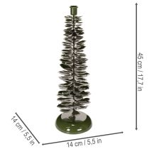 Článok Svietnik v dizajne vianočného stromčeka, zelený kov, 45 cm