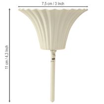 položky Svietnik s hrotom v tvare kvetu, krémový, 11 cm, 4 kusy