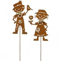položky Záhradné kolíky hrdzavý vzhľad záhradná dekorácia dievča a chlapec 4ks