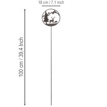 Článok Dekoratívny kôl, lesné zvieratá, jeleň a borovica, 100 cm