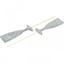 položky Silvestrovská dekorácia pohár na šampanské strieborné kvetinové zátky 9cm 18 ks