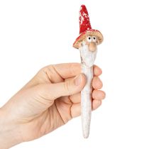položky Figúrka trpaslíka na nalepenie, s dlhou bradou a hubovým klobúkom, dekorácia, 17 cm, 2 kusy