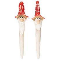 položky Figúrka trpaslíka na nalepenie, s dlhou bradou a hubovým klobúkom, dekorácia, 17 cm, 2 kusy