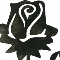 položky Kovový čap ruža strieborno-sivý, biely umývaný kov 20cm × 11,5cm 8ks