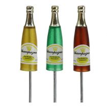 položky Zástrčné fľaše na šampanské hnedá, zelená, žltá 7,5 cm L28,5 cm 12ks