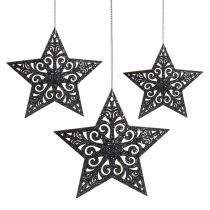 položky Vianočná hviezda s ornamentami strieborno šedá triedená 8cm - 12cm 9ks