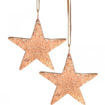 položky Medená hviezda na zavesenie, ozdoba na vianočný stromček, kovový prívesok 8×9cm 2ks