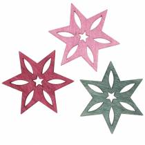 položky Bodová dekorácia hviezda ružová, sivá triedené drevo 4cm 72b