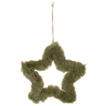 Článok Prívesky z umelej kožušiny v tvare hviezdy, plyšové, na okná a dvere, 21 cm, 4 kusy