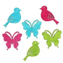 položky Bodová dekorácia drevený vtáčik motýľ rôzne farby 2cm
