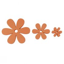 Bodová dekorácia drevené kvety kvety pomaranč leto Ø2–6cm 20ks