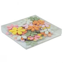 položky Bodová dekorácia drevené kvety farebná stolová dekorácia Ø3-4cm 48 ks