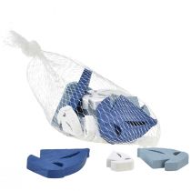 položky Bodová dekorácia drevená dekorácia plachetnice modrá biela 2cm–6cm 24 ks