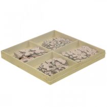 položky Bodová dekorácia drevo, posýpacie kúsky jarná veľkonočná ružová 2–4cm 64b