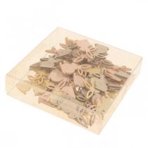 položky Drevené ozdoby, veľkonočné kúsky, veľkonočný zajačik, žlté tóny 4cm, 72 kusov