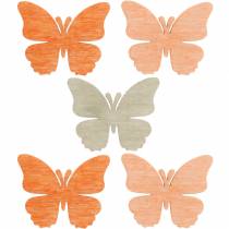 Bodová dekorácia motýľ drevené motýliky letná dekorácia oranžová, marhuľová, hnedá 144 kusov