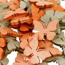 položky Bodová dekorácia motýľ drevené motýliky letná dekorácia oranžová, marhuľová, hnedá 144 kusov