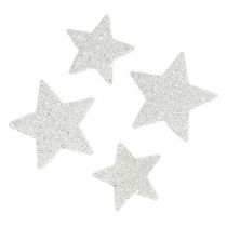 položky Bodová dekorácia hviezdy biela so sľudou 4-5cm 40 ks