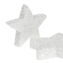 položky Bodová dekorácia hviezdy biela so sľudou 4-5cm 40 ks
