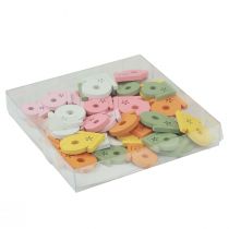 položky Bodová dekorácia vtáčia búdka drevená stolová dekorácia farebná 2,5-3,5cm 48 ks