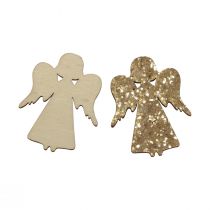 položky Bodková dekorácia Vianočný drevený anjel zlatý glitrový 5x3,5cm 48 kusov