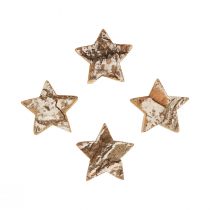 položky Bodová dekorácia vianočné drevené hviezdy kôra bielená Ø5cm 12ks