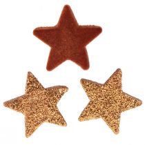 položky Bodová dekorácia vianočné hviezdy hnedá/oranžová Ø4/5cm 40 ks