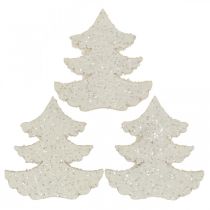 položky Bodová dekorácia vianočná jedľa biela trblietka 4cm 72b