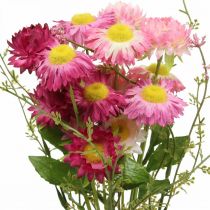 položky Rhodanthe Rosa - ružové hodvábne kvety, umelá rastlina, jahodová kytica, dekoratívne kvety 46 cm