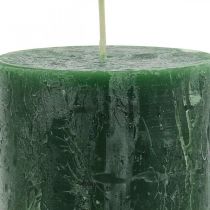 položky Jednofarebné sviečky Zelená rustikálna bezpečná sviečka 80×110mm 4ks