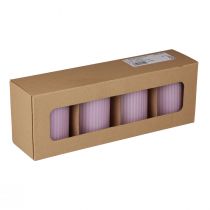 položky Stĺpové sviečky lila ryhované sviečky dekorácia 70/90mm 4 ks