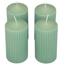 položky Stĺpové sviečky zelené smaragdové ryhované sviečky 70/130mm 4ks