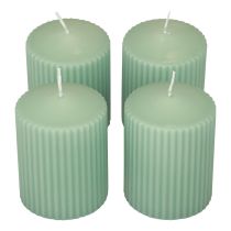 položky Stĺpové sviečky zelené smaragdové drážkované sviečky 70/90mm 4 ks